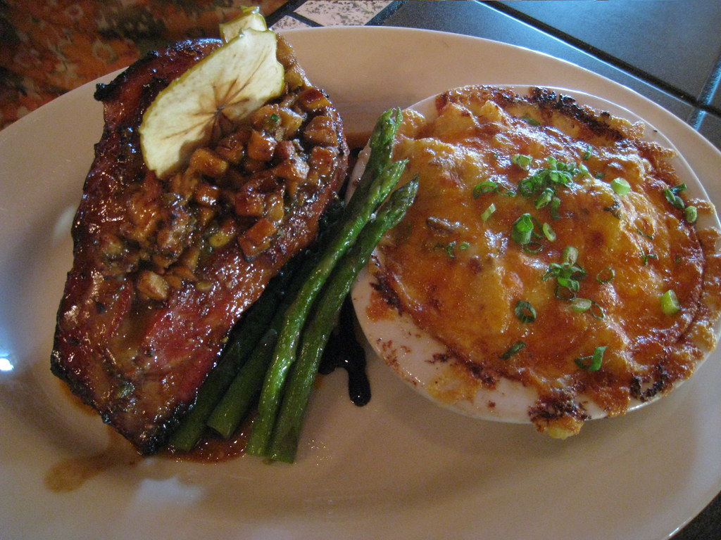 Blue Cheese, Smoked Almond, and Chive-Crusted Pork Chop