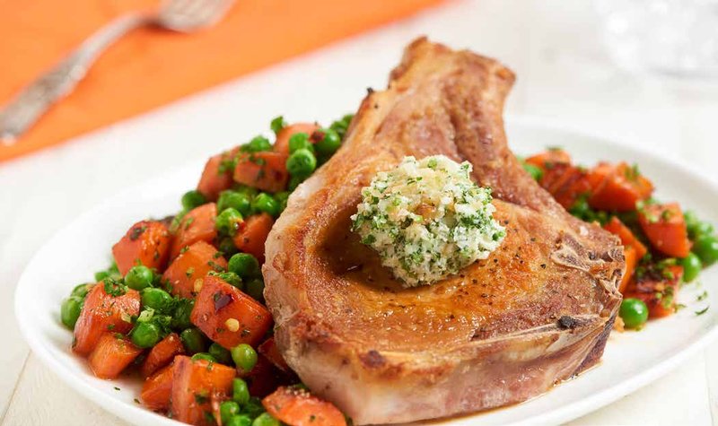 Bone-In Pork Chop with Pecorino-Garlic Butter
