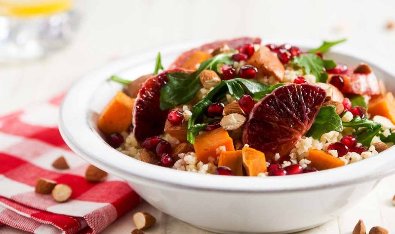 Bulgur, Sweet Potato, and Pomegranate Grain Bowl
