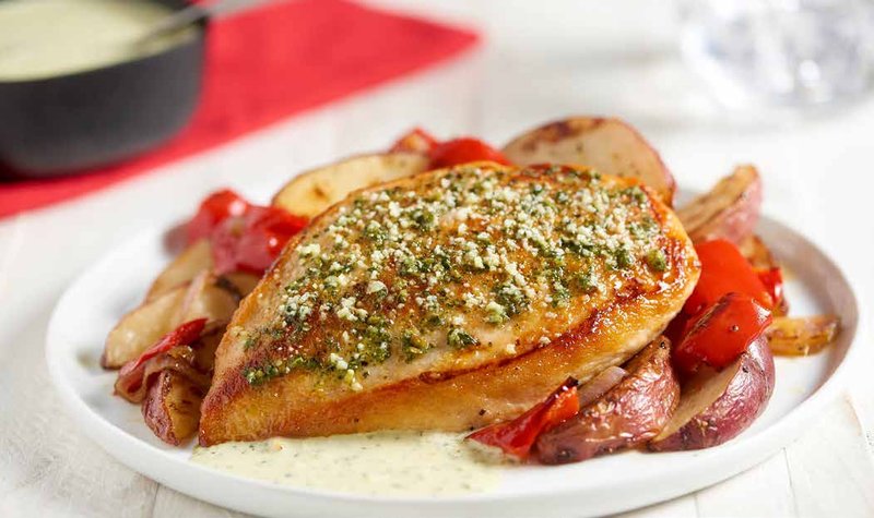 Chicken with Basil-Pecorino Cream Sauce