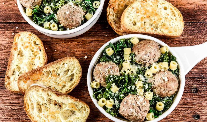 Italian Wedding Soup with Pork Meatballs