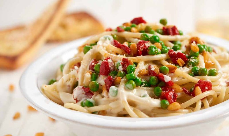 Pine Nut & Goat Cheese Bucatini Alfredo