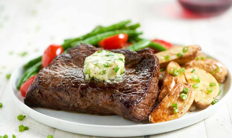 Sirloin Steak with Blue Cheese Compound Butter