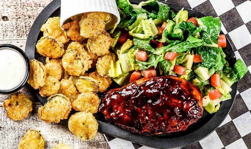 BBQ Chicken with Fried Pickles