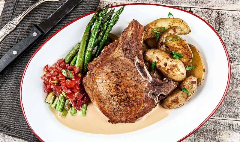 Bone-In Pork Chop with Honey Mustard Cream