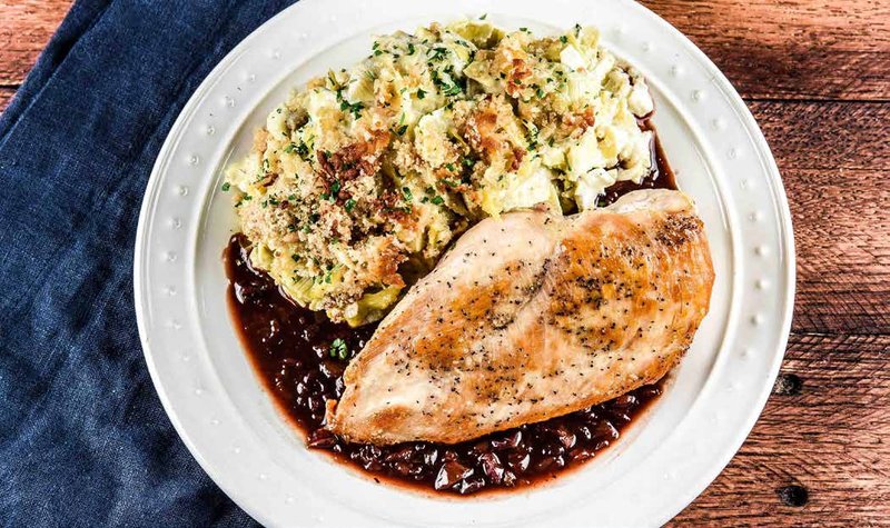 Chicken and Cherry Red Wine Sauce