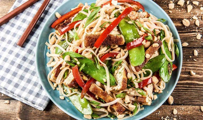 Crispy Tofu and Rice Noodles