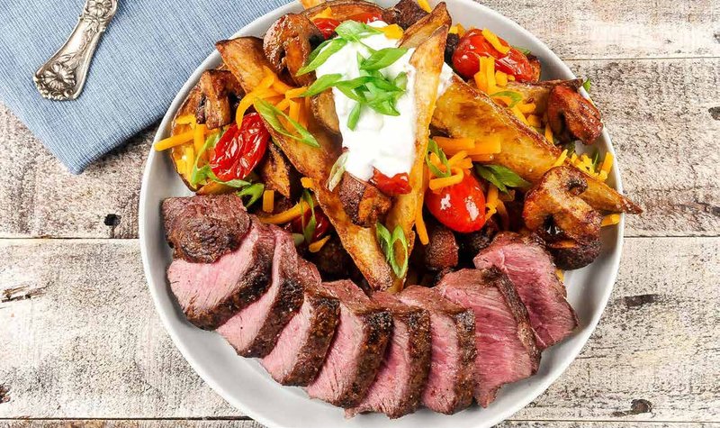Flat Iron Steak and "Loaded" Potato Wedges