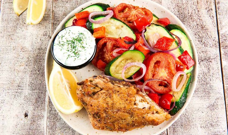 Greek Bone-In Chicken with Roasted Vegetables