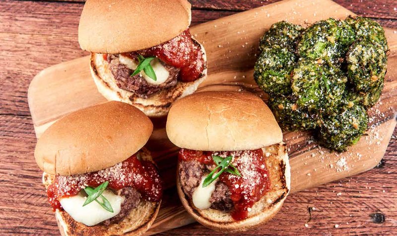 Mozzarella-Stuffed Meatball Sliders