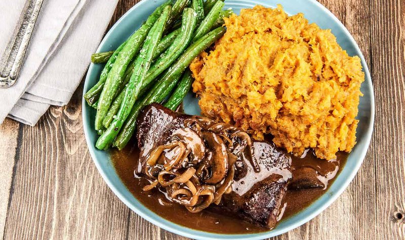 Onion and Mushroom Smothered Flat Iron Steak