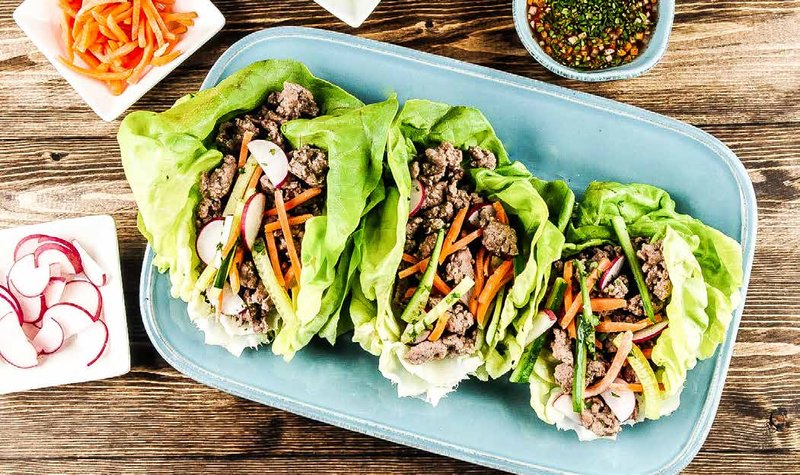 Pork Banh Mi Lettuce Wraps with Cucumbers and Carrots