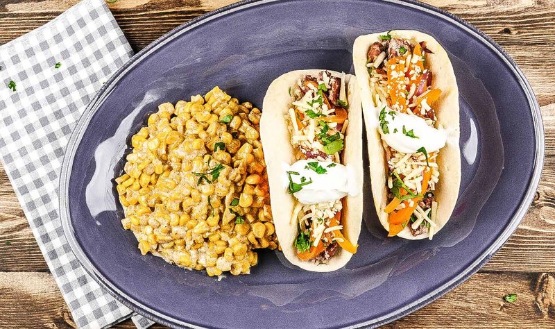 Queso and Frijoles Veggie Tacos