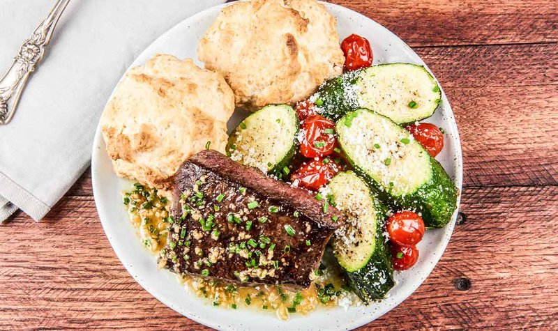 Seared Flat Iron Steak with Garlic-Chive Butter