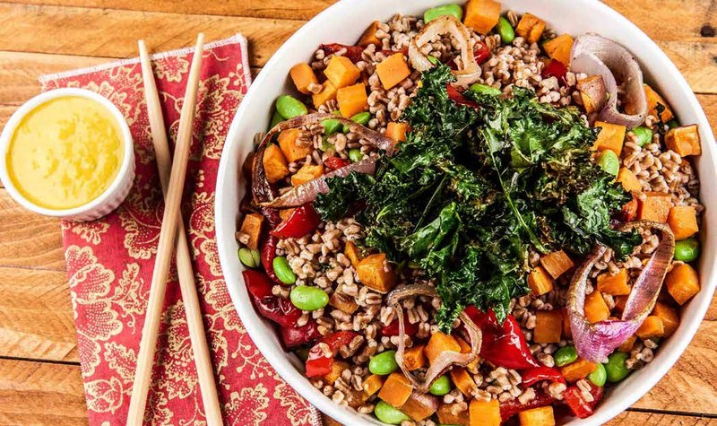 Sweet Potato and Wheat Berry Buddha Bowl