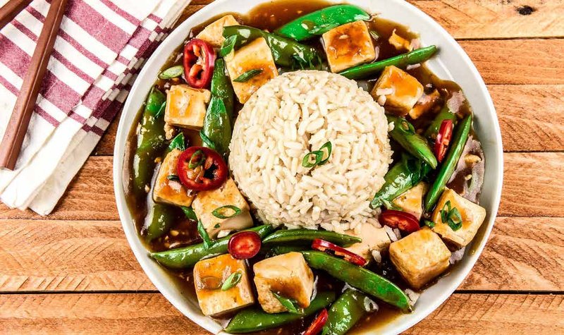 Szechuan Mapo Tofu with Sugar Snap Peas